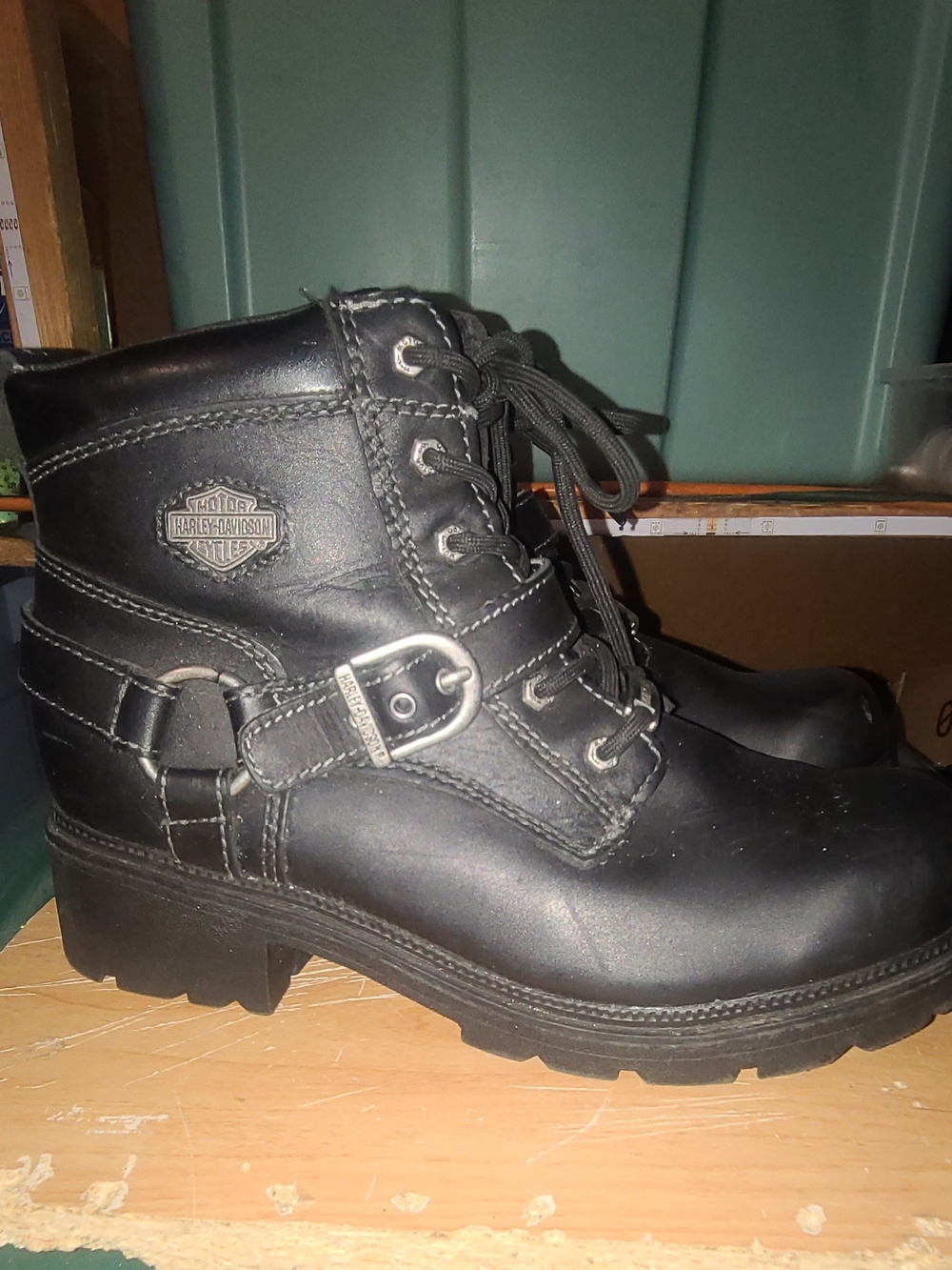 Harley-Davidson Women's Tegan Black Leather Lace Up Biker Boots Size 8.5M - Picture 3 of 8